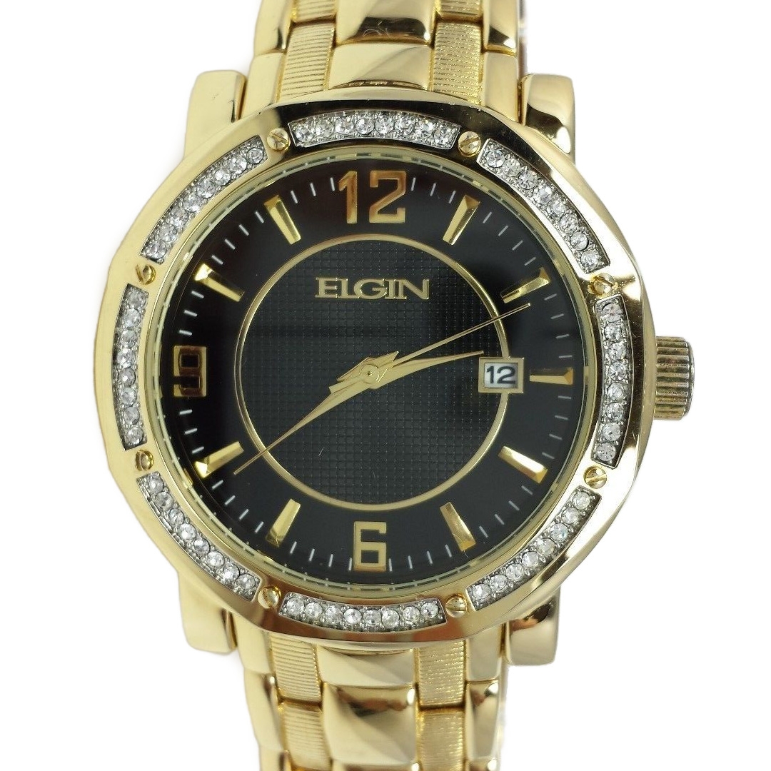 小物 Traditional Weatherwear ELGIN Men's Elgin Dress Casual Watch With Stone Bezel - FG8079