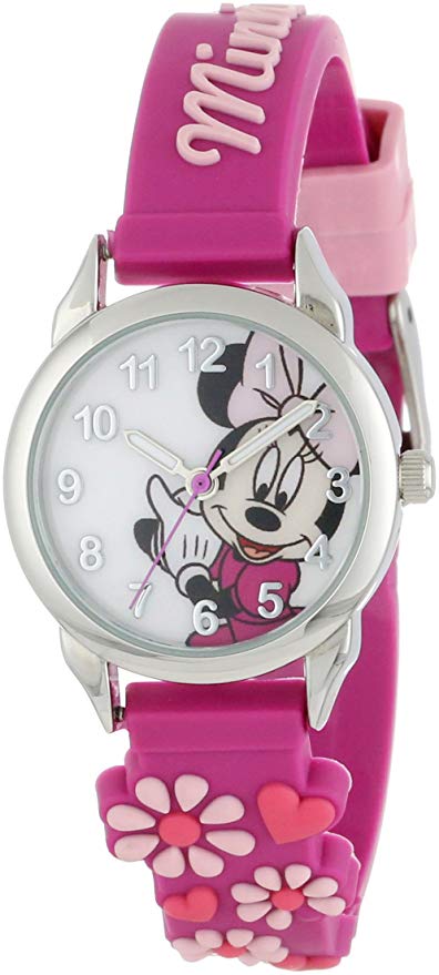 Model: Kids Disney Silver-Tone Minnie Mouse Watch with Pink Band