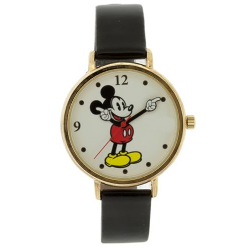 Model: Women's Disney Mickey Mouse Watch with Black Leather Band