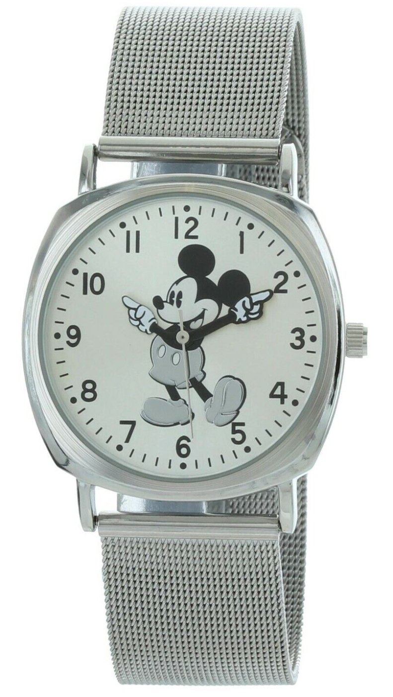 Model: Disney Unisex Mickey Mouse Analog Watch with Silver Tone Mesh Band