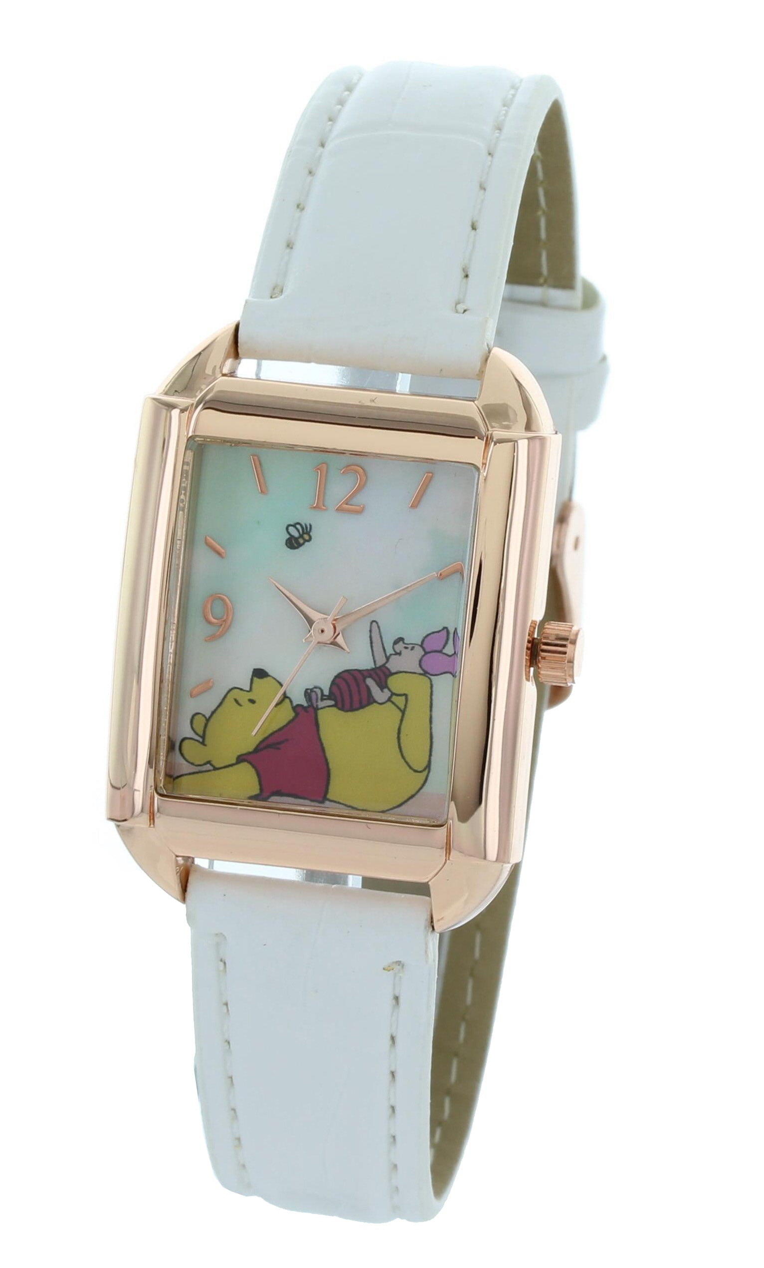 Model: Women’s Disney Watch Features Winnie Pooh and Piglet Watching a Bee, in Rose Gold Tone 