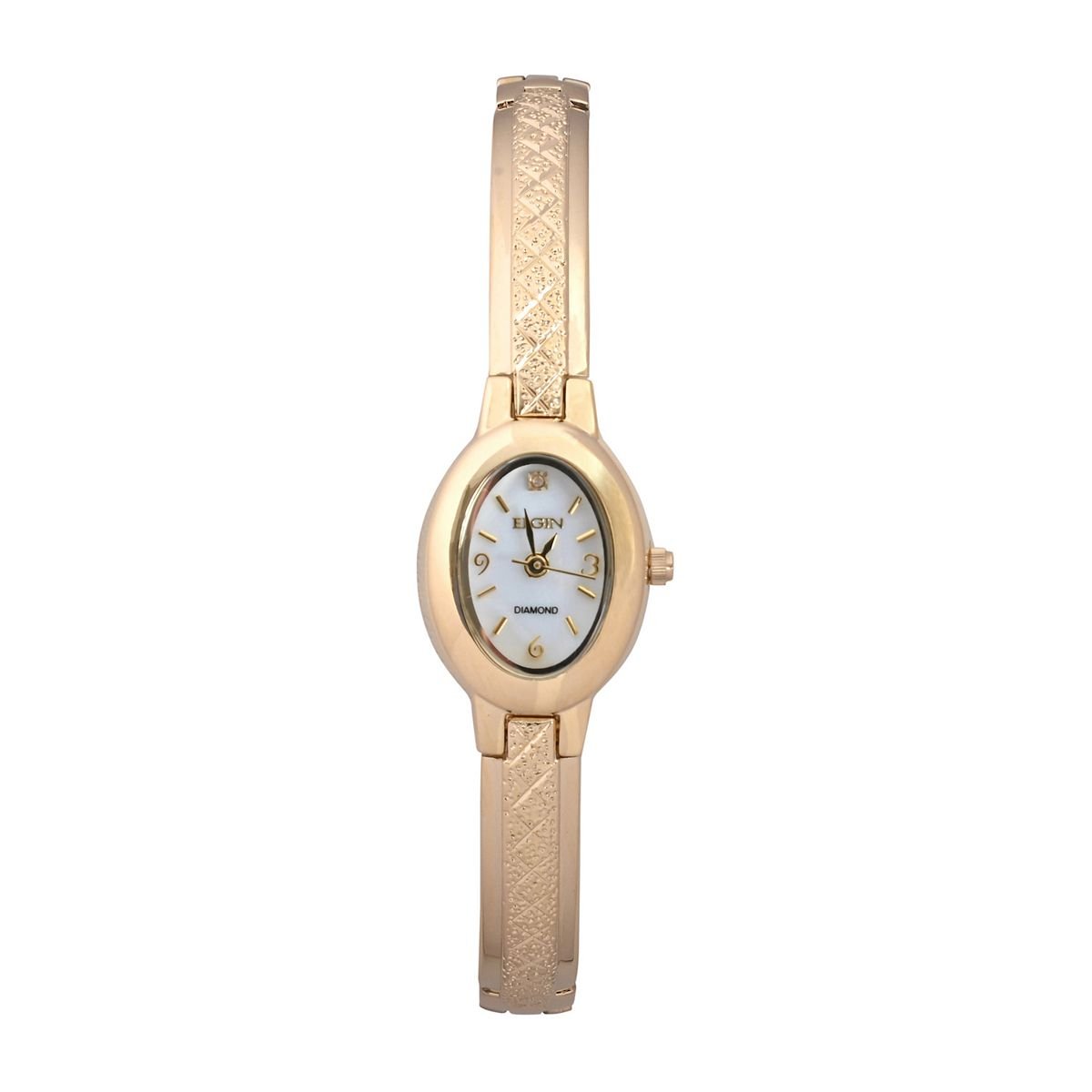 Model: Elgin Women's Diamond Cut Half Bangle Watch EG8074