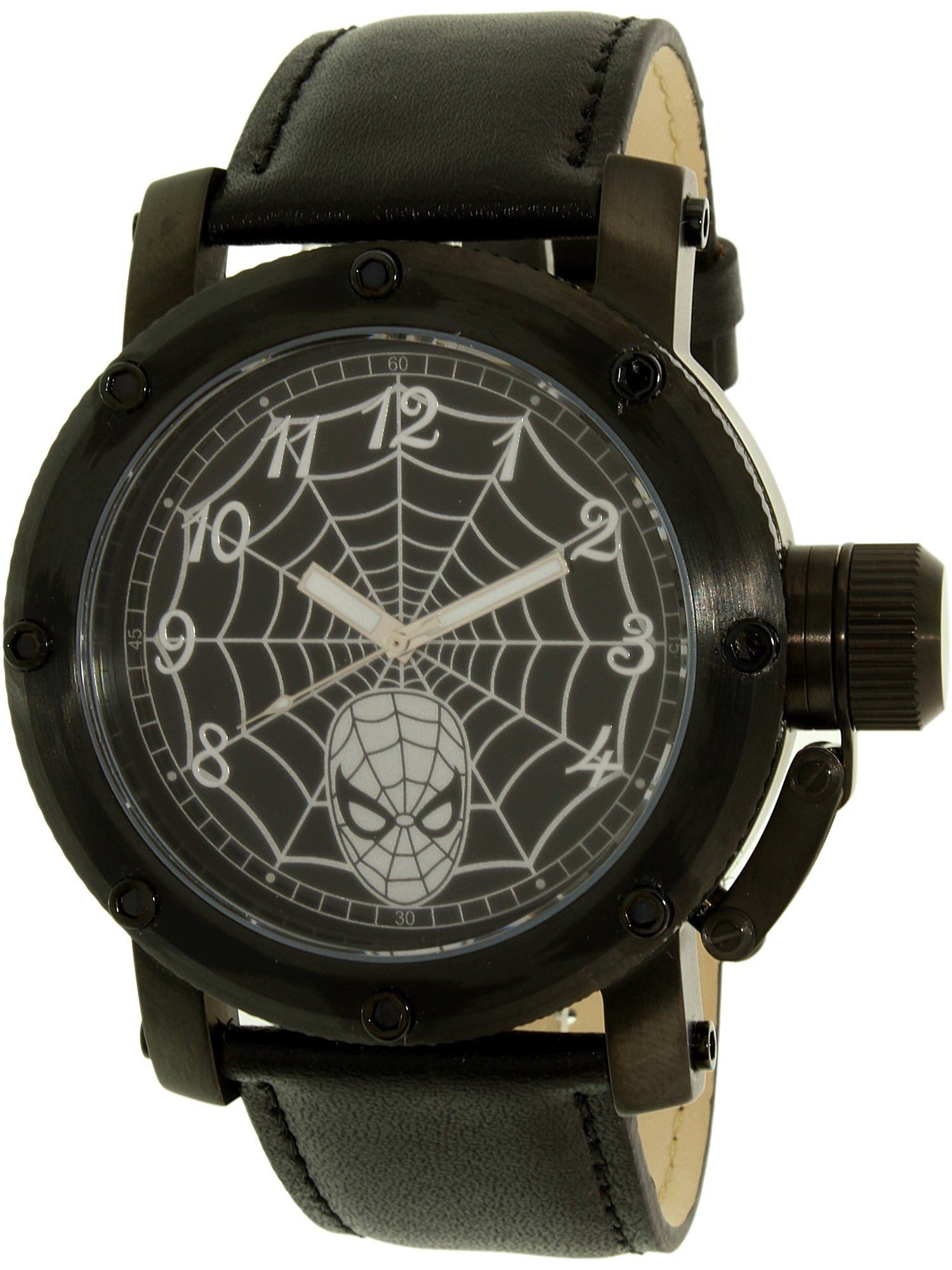 Model: Men's Disney Spider-Man Quartz Fashion Watch with Black Leather Band