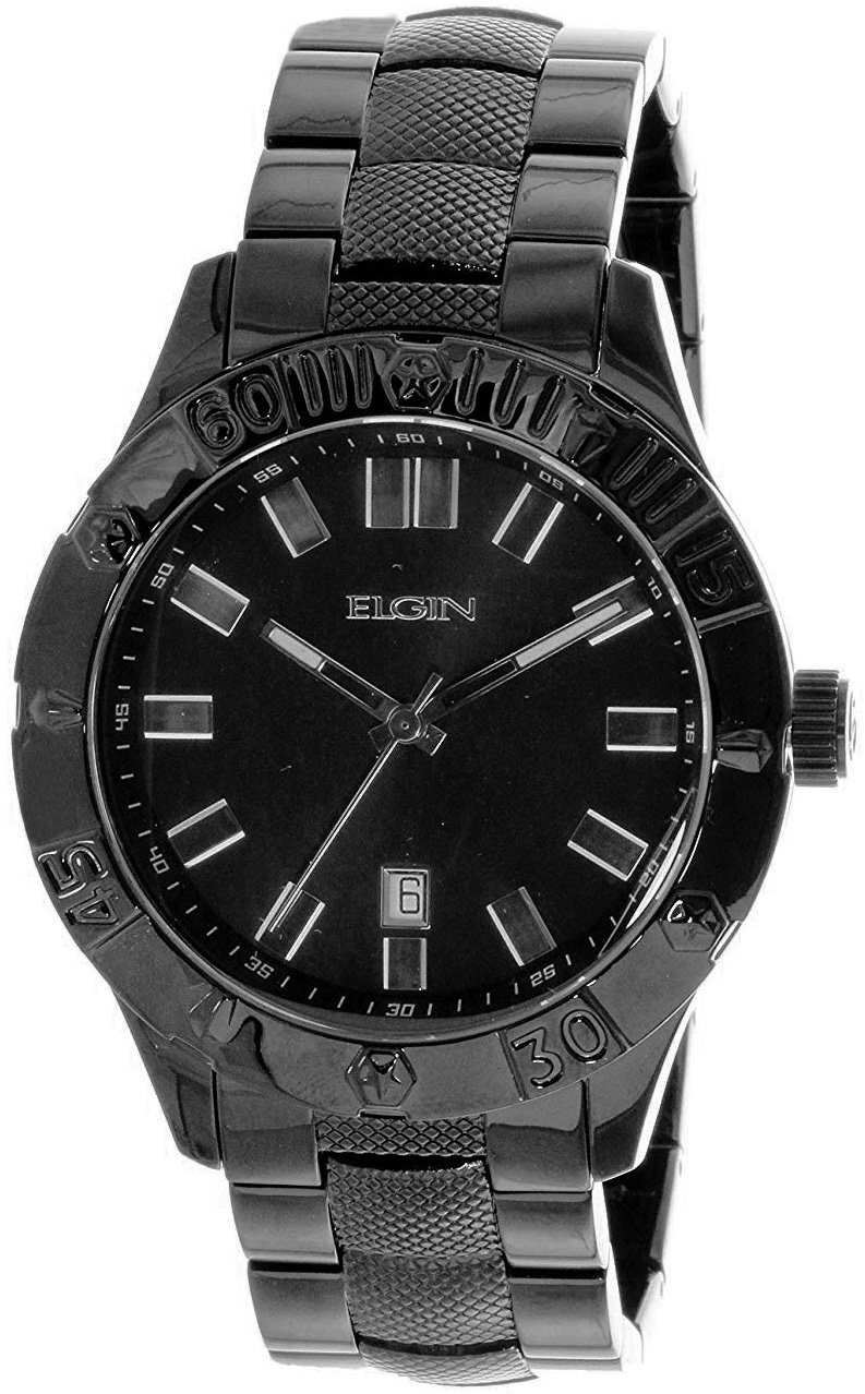 Model: Men's Elgin Round Analog Black On Black Watch With Date