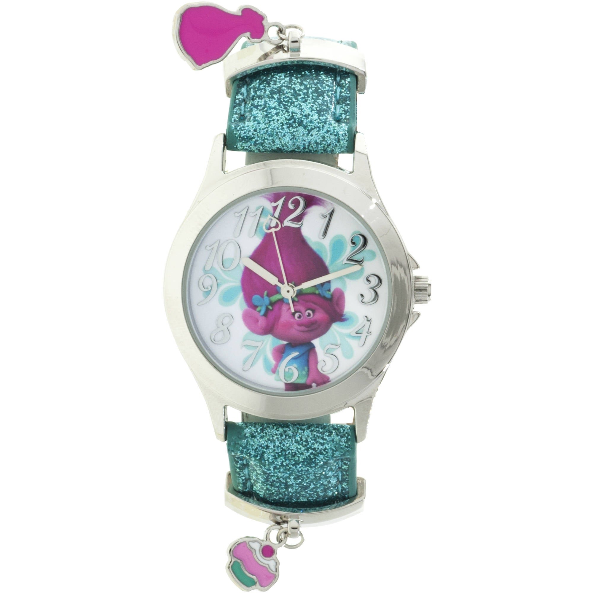 Model: Trolls Analog Watch With Blue Acrylic Strap and Charms