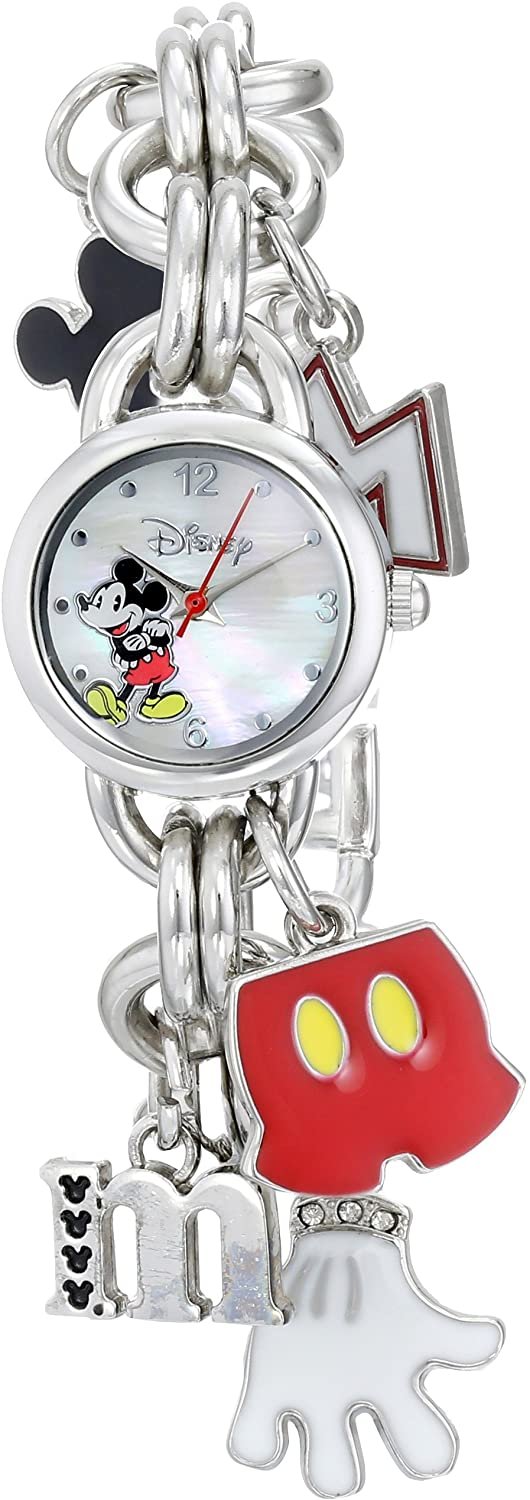 Model: Women's Disney Mickey Mouse Charm Watch with Mother of Pearl Dial