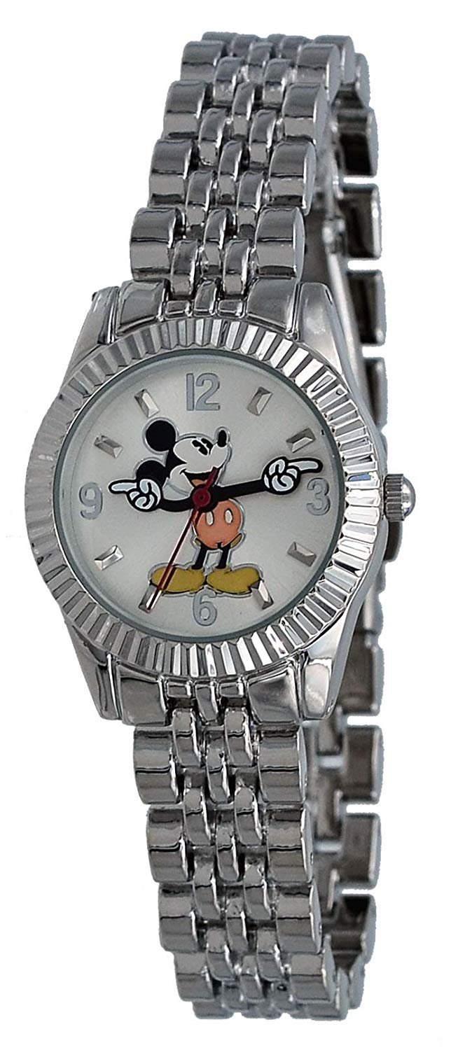 Model: Women's Disney Mickey Mouse Classic Fluted Bezel Watch with Silver Tone