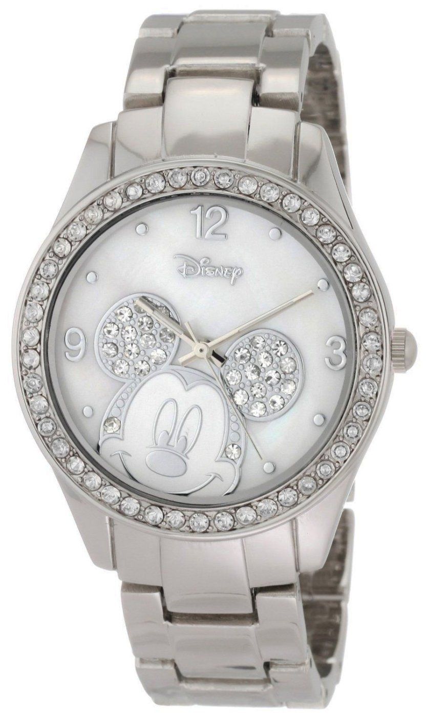 Model: Women's Disney Mickey Mouse Watch with Rhinestone Accented Silver Tone Bracelet