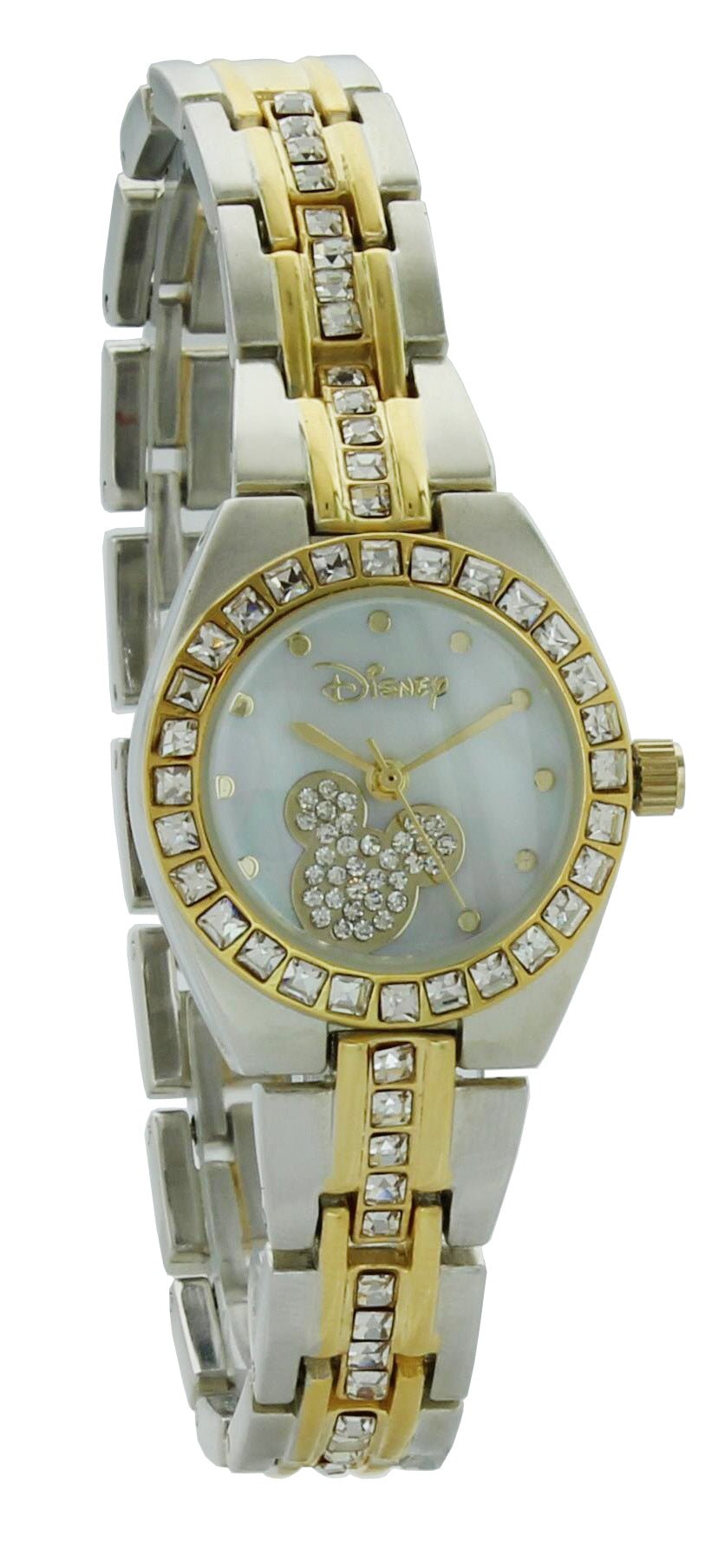 Model: Women's Disney Mickey Mouse Watch with Two-Tone Dial and Rhinestone Bracelet