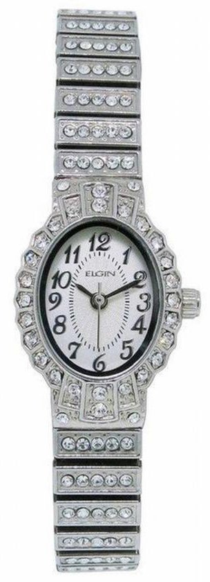 Model: Women's Elgin Crystal Accent Silver Tone Dressy Expansion Watch