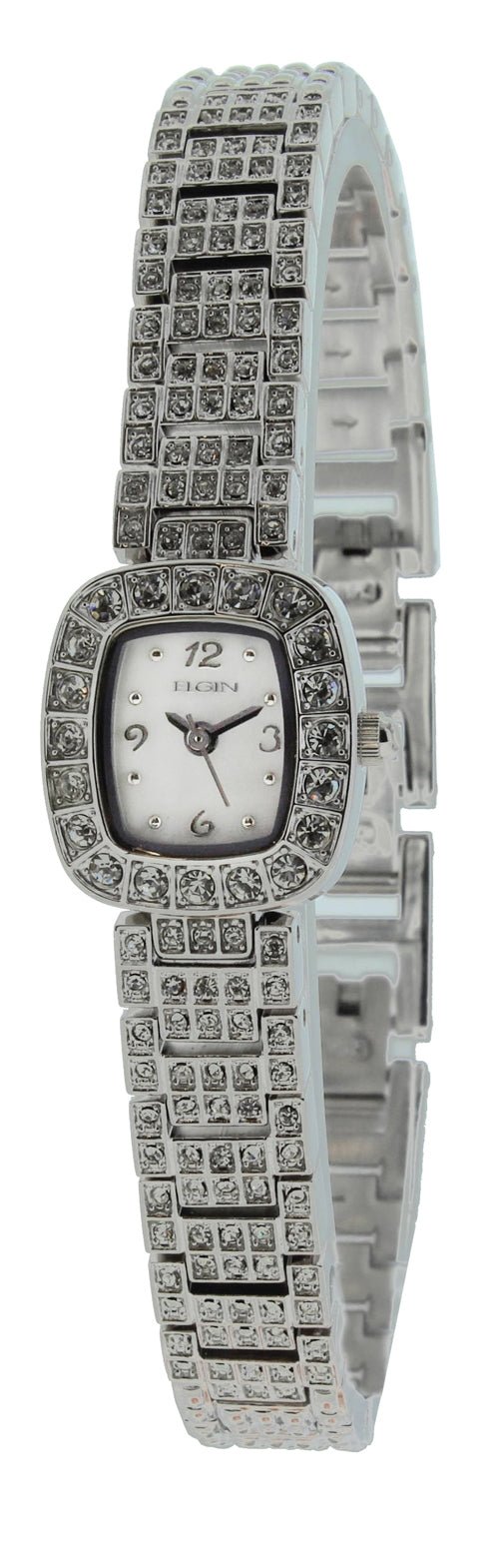 Model: Women's Elgin Silver Tone Full Stone Dress Watch