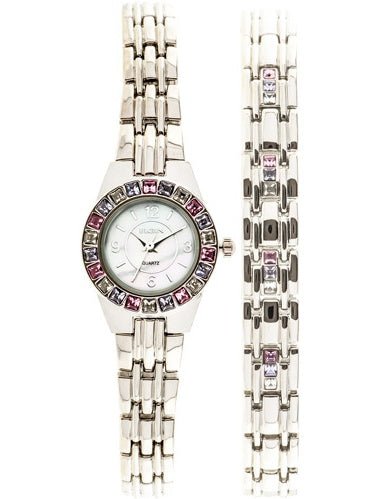 Model: Women's Elgin Swarovski Crystal Accented Watch and Bracelet Set